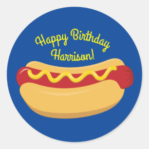 Sticker Rond Hot Dog Anniversaire de enfant Party Cuire mignonn