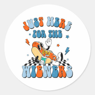 Sticker Rond Hot Dog Je Suis Juste Ici Pour Les Wieners 4 juill