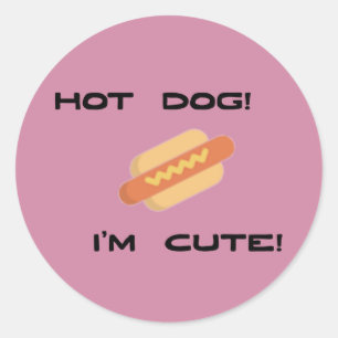 Sticker Rond Hot Dog Je suis mignon