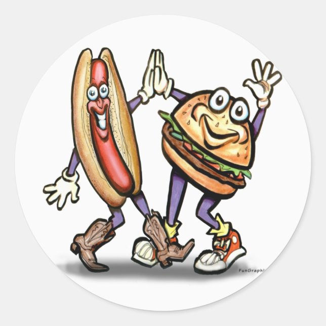 Sticker Rond Hot Dog n Hamburger (Devant)