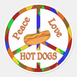 Sticker Rond Hot-dogs d'amour de paix