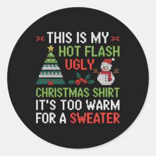 Sticker Rond Hot Flash Fausse Chemise de Noël Trop Chaud Menopa