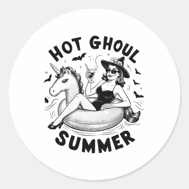 Sticker Rond Hot Ghoul Été Drôle Halloween Costumes de tenue (Devant)