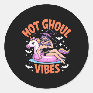 Sticker Rond Hot Ghoul Vibes Drôle Sorcière Éffrayante été Hall