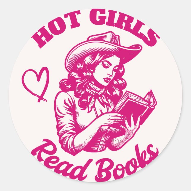 Sticker Rond Hot Girls Lire Livres Bookish Rose Book Lover (Devant)