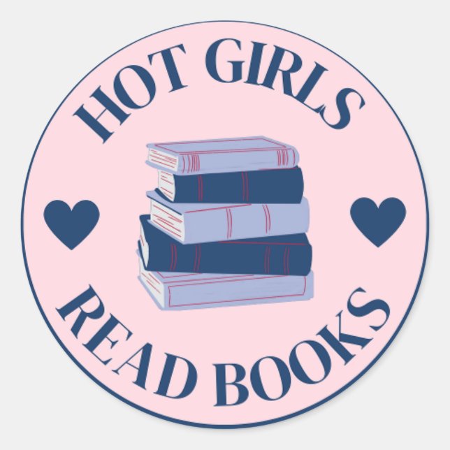 Sticker Rond Hot Girls Read Books Sticker, Hot Girls, Books (Devant)