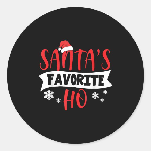 Sticker Rond Hot Noël Santas Favori Ho (Devant)