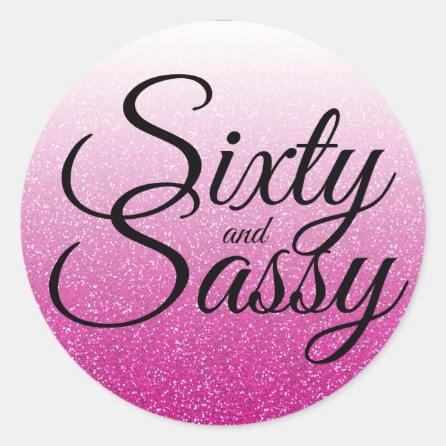 Sticker Rond Hot Pink Parties scintillant Ombre 60 et Sassy 60e (Devant)