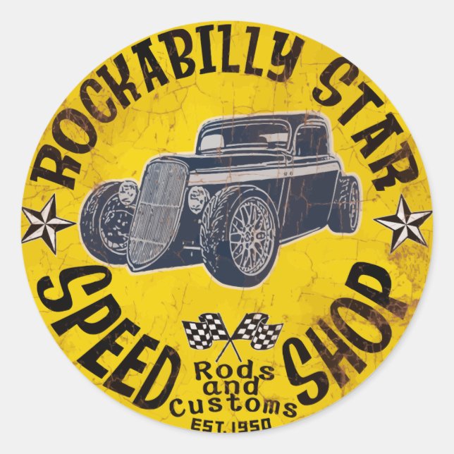 Sticker Rond Hot Rods Speed shop (Devant)