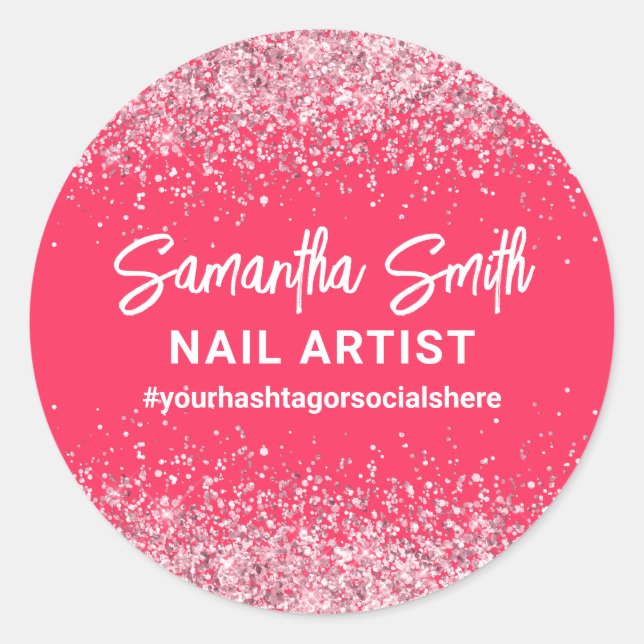 Sticker Rond Hot rose Parties scintillant Nail Artist Beauty Sa (Devant)