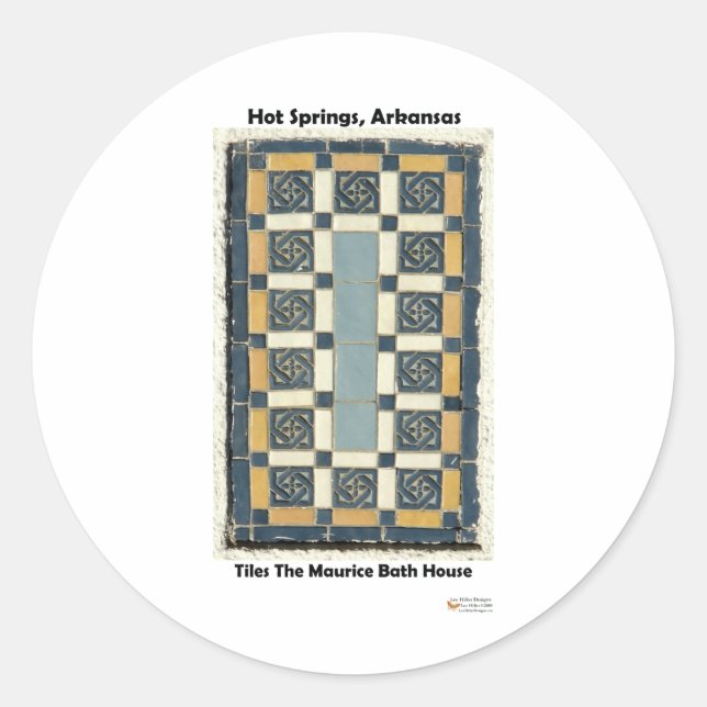 Sticker Rond Hot Springs, AR Les Tuiles Maurice Cadeaux Vêtemen (Devant)