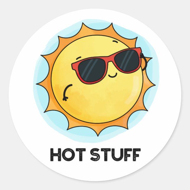 Sticker Rond Hot Stups Funny Sun Pun (Devant)