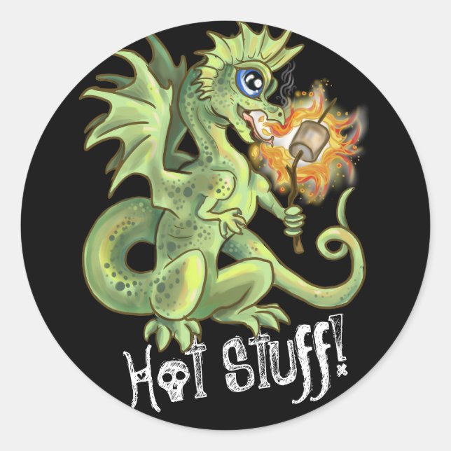 Sticker Rond Hot Stups! lil marshmellow dragon torréfié (Devant)