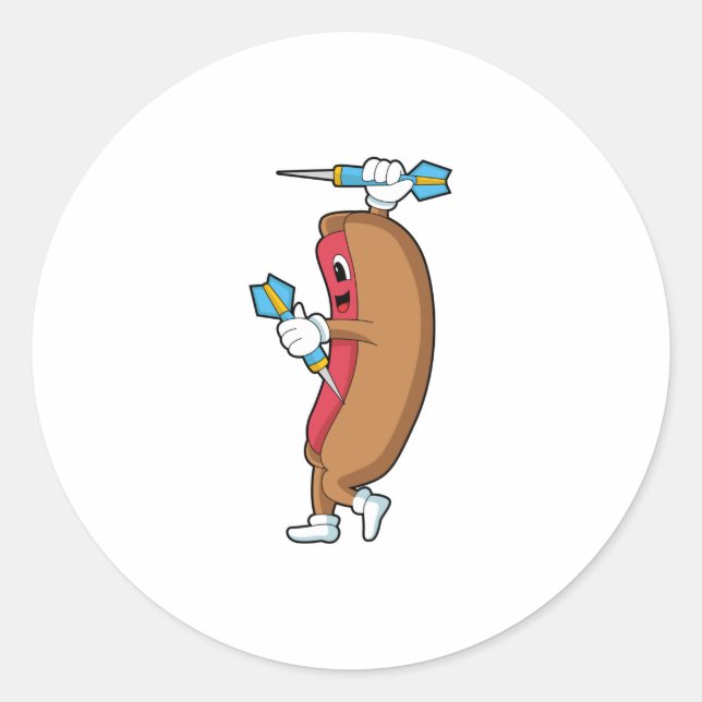 Sticker Rond Hotdog à Darts avec Dart.PNG (Devant)