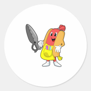 Sticker Rond Hotdog comme coiffeur avec ciseaux