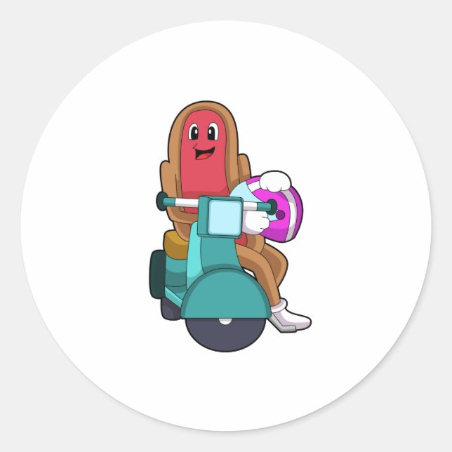 Sticker Rond Hotdog en vélo avec Scooter.PNG (Devant)