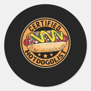 Sticker Rond Hotdogolist Certifié Cool Hot Dog Sausage Hot Dog