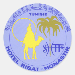 Sticker Rond Hôtel de voyage vintage Ribat à Monastir, Tunisie