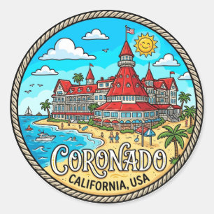 Sticker Rond Hôtel del Coronado, Coronado, comté de San Diego