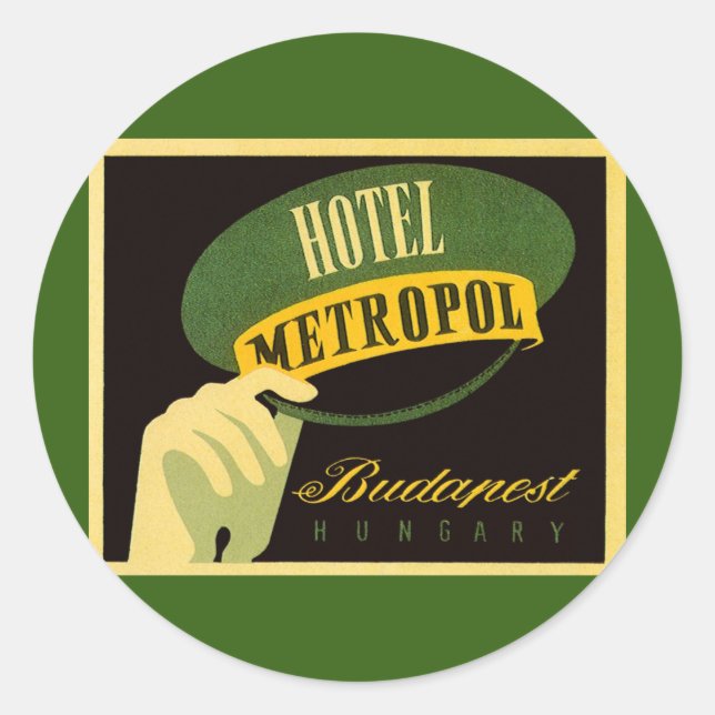 Sticker Rond Hotel Metropol Budapest Hongrie Bellhop Casquette (Devant)