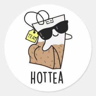 Sticker Rond Hottea Funny Hot Tea Pun