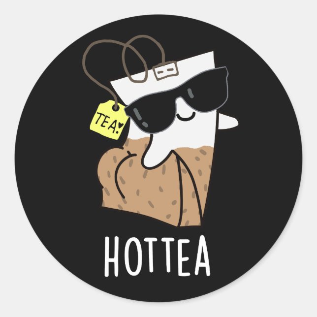 Sticker Rond Hottea Funny Hot Tea Pun Dark BG (Devant)