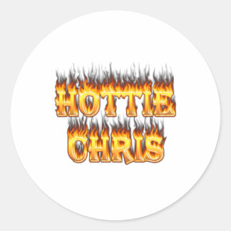 Sticker Rond Hottie Chris incendie et flammes.