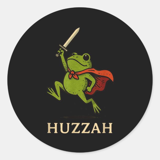 Sticker Rond Hourra Chevalier Grenouille Citation de l'épée drô (Devant)