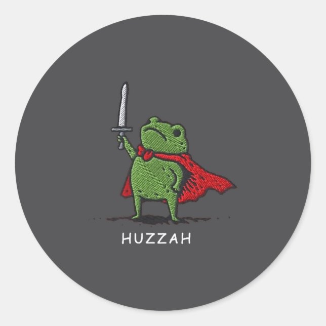 Sticker Rond Hourra Chevalier Grenouille Citation de Mème d'Épé (Devant)