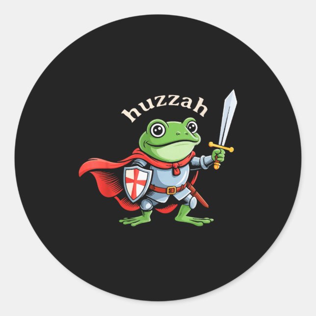 Sticker Rond Hourra Chevalier Grenouille Citation Drôle d'Épée  (Devant)