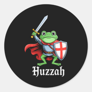 Sticker Rond Hourra Chevalier Grenouille Citation Mémorable Épé