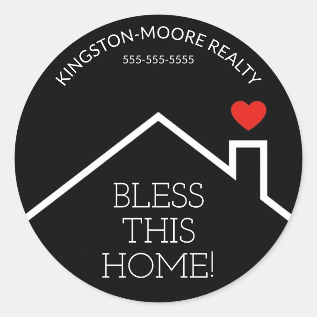 Sticker Rond House Heart Custom Realtor Business (Devant)