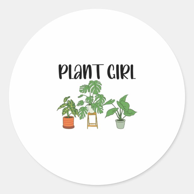 Sticker Rond Houseplants Girls | Hobby Gardener Plant Gift Idea (Devant)