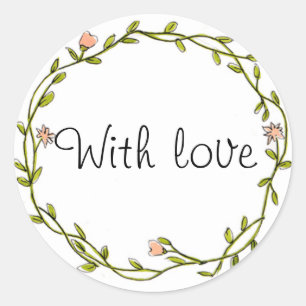 Sticker Rond Housse florale 'avec amour'