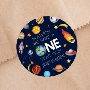 Sticker Rond Houston Nous avons un an 1er anniversaire fête