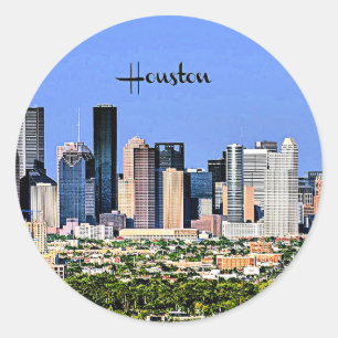 Sticker Rond Houston, Texas pittoresque, photo de la ville