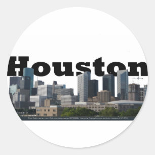 Sticker Rond Houston, TX Skyline avec Houston dans le ciel