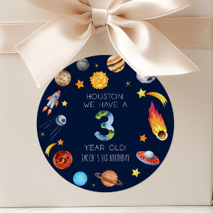 Sticker Rond Houston We Have A 3 Year Old Fête d'anniversaire d