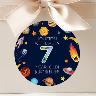 Sticker Rond Houston We Have A 7 Year Old Fête d'anniversaire 7