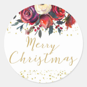 Sticker Rond Houx de manuscrit d'or de vacances de Joyeux Noël