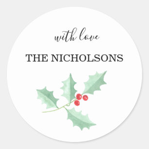 Sticker Rond Houx de Noël personnalisé