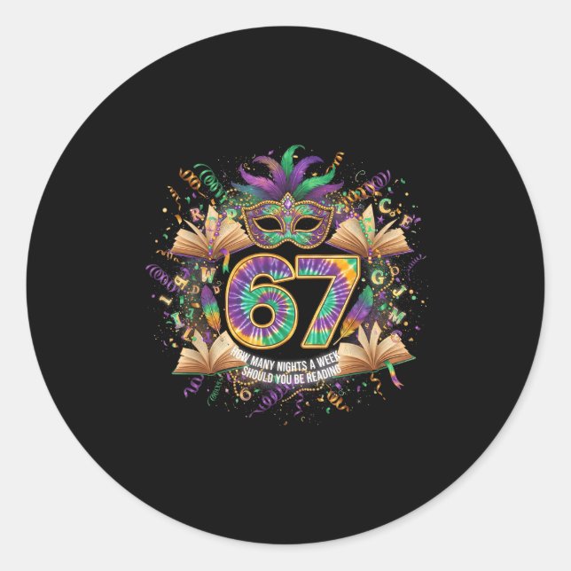 Sticker Rond How Many Night A Week Should You Be Reading 67 Boo (Devant)