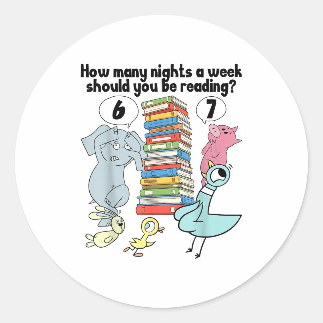 Sticker Rond How Many Nights A Week Should You Be Reading_ 6–7  (Devant)