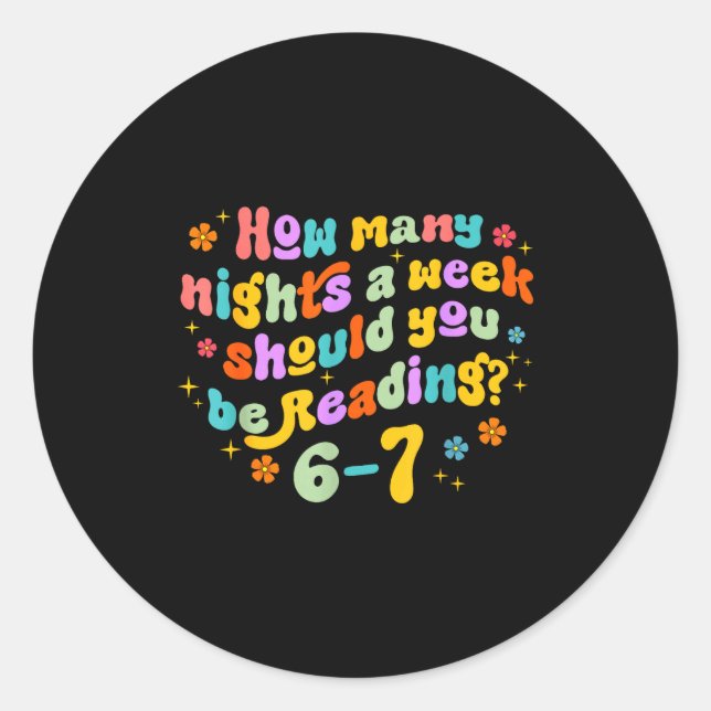 Sticker Rond How Many Nights Reading 67 Funny Meme Six Seven Te (Devant)