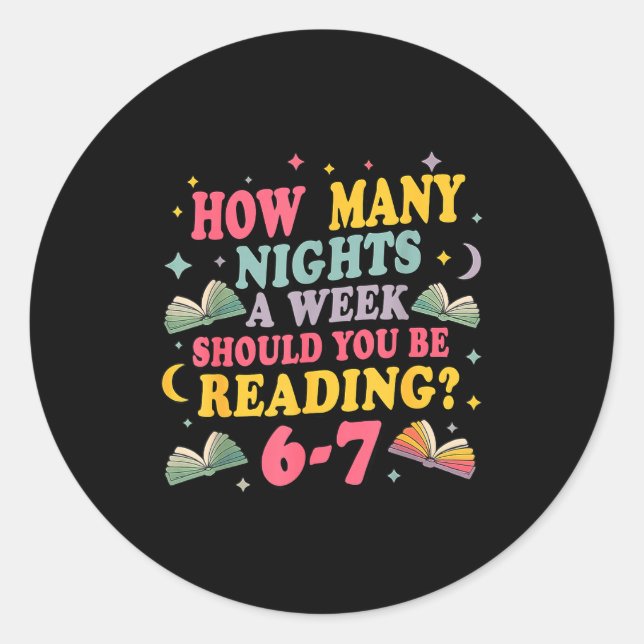 Sticker Rond How Many Nights Reading 67 Meme Six Seven Teacher  (Devant)