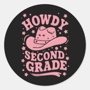 Sticker Rond Howdy 2e Année Cowboy Cowgirl Retour À L'École