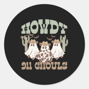 Sticker Rond Howdy 911 Expéditeur Ghouls Halloween Gho