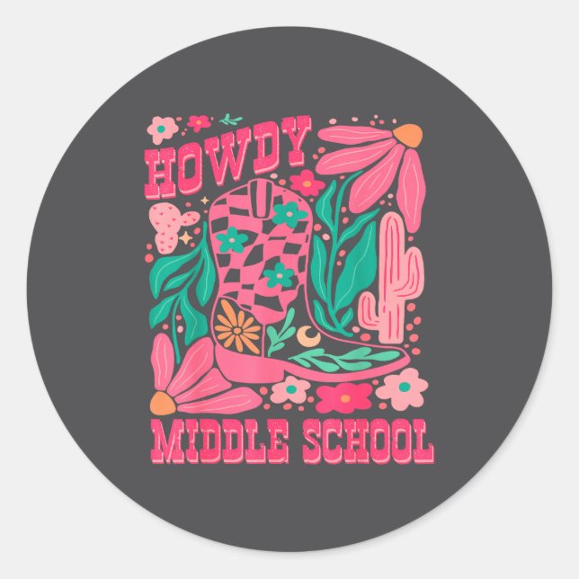 Sticker Rond Howdy Middle School Western Girl Country Rodeo Nk  (Devant)