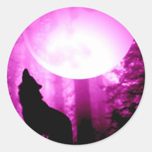 Sticker Rond Howling Wolf