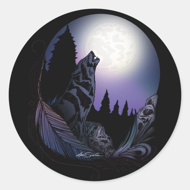 Sticker Rond Howling Wolf (Devant)